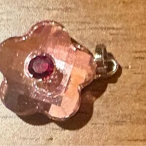 🌟Swarovski Pink Flower Pendant with Red 💎 gem